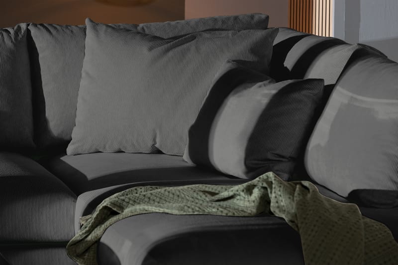 Menard 4-sits Högervänd L-formad Djup Schäslongsoffa i Manchester - Grå - Möbler - Soffa - Divansoffa & schäslongsoffa - 4 sits soffa med divan