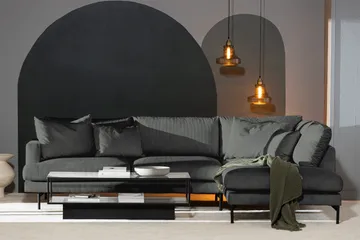 Menard 4-sits Högervänd L-formad Djup Schäslongsoffa i Manchester - Grå - Möbler - Soffa - Divansoffa & schäslongsoffa - 4 sits soffa med divan