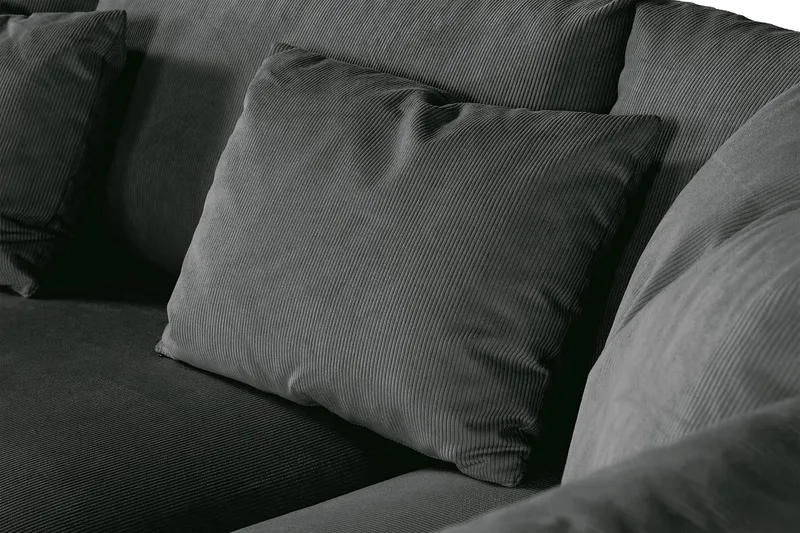 Menard 4-sits Högervänd L-formad Djup Schäslongsoffa i Manchester - Grå - Möbler - Soffa - Divansoffa & schäslongsoffa - 4 sits soffa med divan