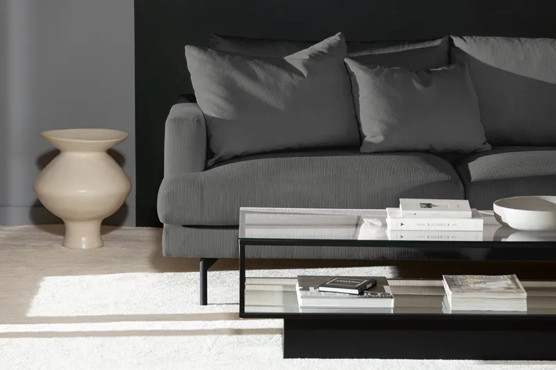 Menard 4-sits Högervänd L-formad Djup Schäslongsoffa i Manchester - Grå - Möbler - Soffa - Divansoffa & schäslongsoffa - 4 sits soffa med divan