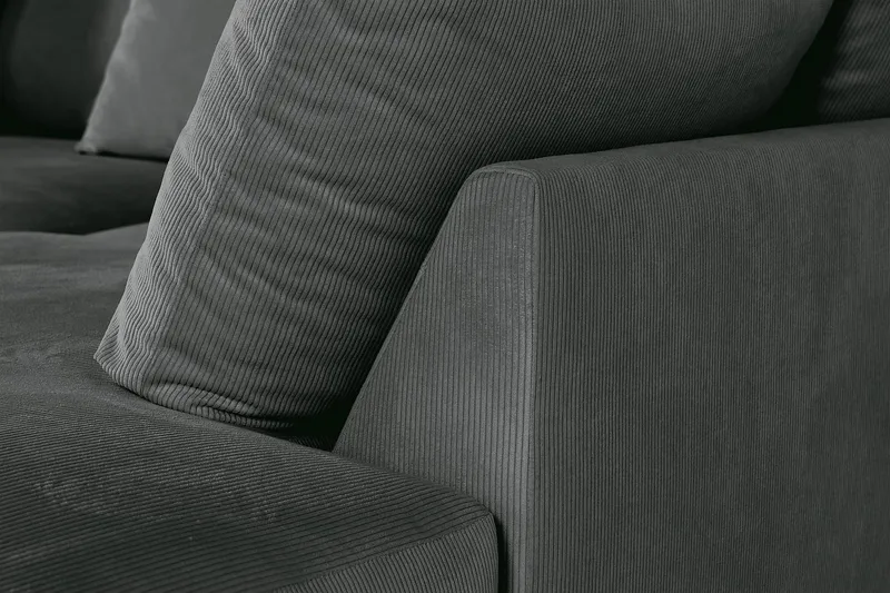 Menard 4-sits Högervänd L-formad Djup Schäslongsoffa i Manchester - Grå - Möbler - Soffa - Divansoffa & schäslongsoffa - 4 sits soffa med divan