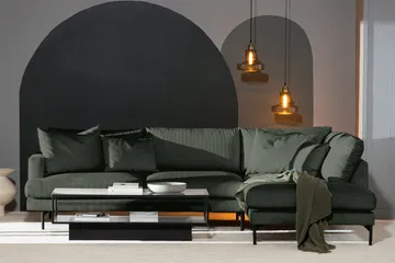 Menard 4-sits Högervänd L-formad Djup Schäslongsoffa i Manchester - Grön - Möbler - Soffa - Divansoffa & schäslongsoffa - 4 sits soffa med divan