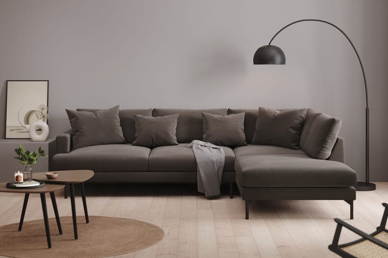 Menard 4-sits Högervänd L-formad Djup Schäslongsoffa i Manchester - Mörkgrå - Möbler - Soffa - Divansoffa & schäslongsoffa - 4 sits soffa med divan
