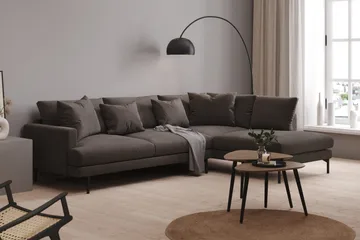 Menard 4-sits Högervänd L-formad Djup Schäslongsoffa i Manchester - Mörkgrå - Möbler - Soffa - Divansoffa & schäslongsoffa - 4 sits soffa med divan