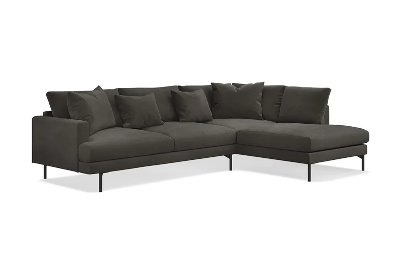 Menard 4-sits Högervänd L-formad Djup Schäslongsoffa i Manchester - Mörkgrå - Möbler - Soffa - Divansoffa & schäslongsoffa - 4 sits soffa med divan