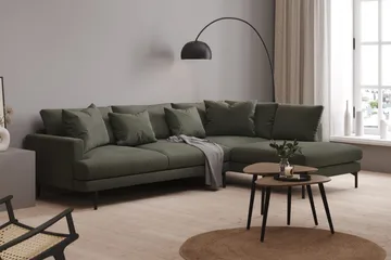 Menard 4-sits Högervänd L-formad Djup Schäslongsoffa i Manchester - Mörkgrön - Möbler - Soffa - Divansoffa & schäslongsoffa - 4 sits soffa med divan