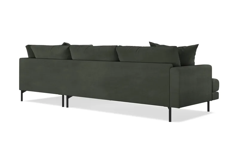 Menard 4-sits Högervänd L-formad Djup Schäslongsoffa i Manchester - Mörkgrön - Möbler - Soffa - Divansoffa & schäslongsoffa - 4 sits soffa med divan