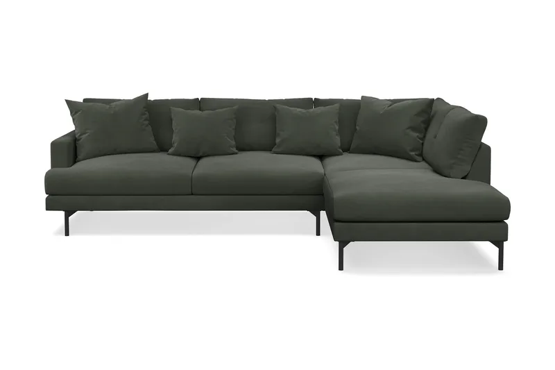 Menard 4-sits Högervänd L-formad Djup Schäslongsoffa i Manchester - Mörkgrön - Möbler - Soffa - Divansoffa & schäslongsoffa - 4 sits soffa med divan