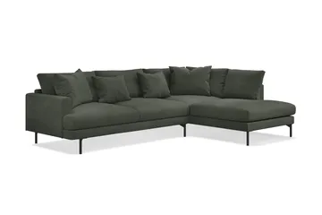 Menard 4-sits Högervänd L-formad Djup Schäslongsoffa i Manchester - Mörkgrön - Möbler - Soffa - Divansoffa & schäslongsoffa - 4 sits soffa med divan
