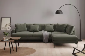 Menard 4-sits Högervänd L-formad Djup Schäslongsoffa i Manchester - Mörkgrön - Möbler - Soffa - Divansoffa & schäslongsoffa - 4 sits soffa med divan