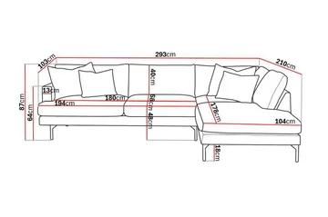 Menard 4-sits Högervänd L-formad Djup Schäslongsoffa i Sammet - Beige - Möbler - Soffa - Divansoffa & schäslongsoffa - 4 sits soffa med divan