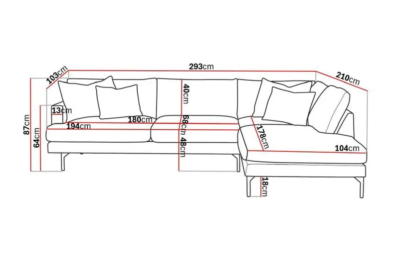 Menard 4-sits Högervänd L-formad Djup Schäslongsoffa i Sammet - Beige - Möbler - Soffa - Divansoffa & schäslongsoffa - 4 sits soffa med divan