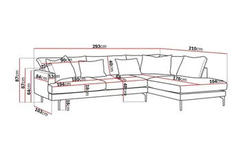 Menard 4-sits Högervänd L-formad Djup Schäslongsoffa i Sammet - Beige - Möbler - Soffa - Divansoffa & schäslongsoffa - 4 sits soffa med divan
