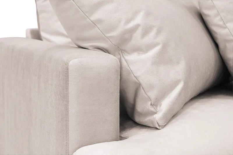 Menard 4-sits Högervänd L-formad Djup Schäslongsoffa i Sammet - Beige - Möbler - Soffa - Divansoffa & schäslongsoffa - 4 sits soffa med divan