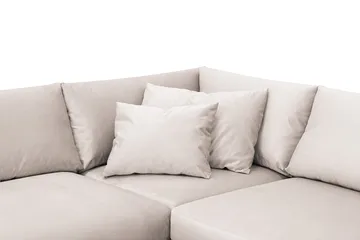 Menard 4-sits Högervänd L-formad Djup Schäslongsoffa i Sammet - Beige - Möbler - Soffa - Divansoffa & schäslongsoffa - 4 sits soffa med divan