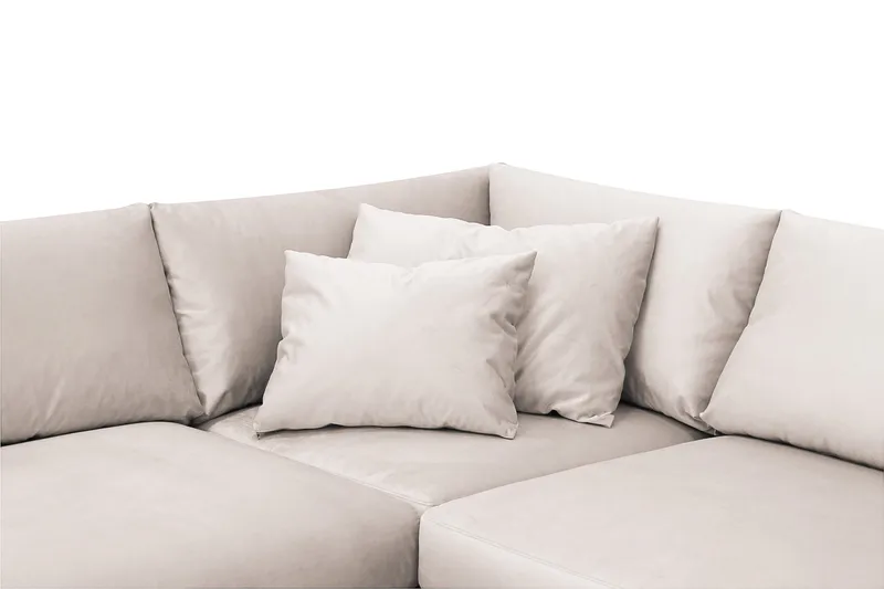 Menard 4-sits Högervänd L-formad Djup Schäslongsoffa i Sammet - Beige - Möbler - Soffa - Divansoffa & schäslongsoffa - 4 sits soffa med divan