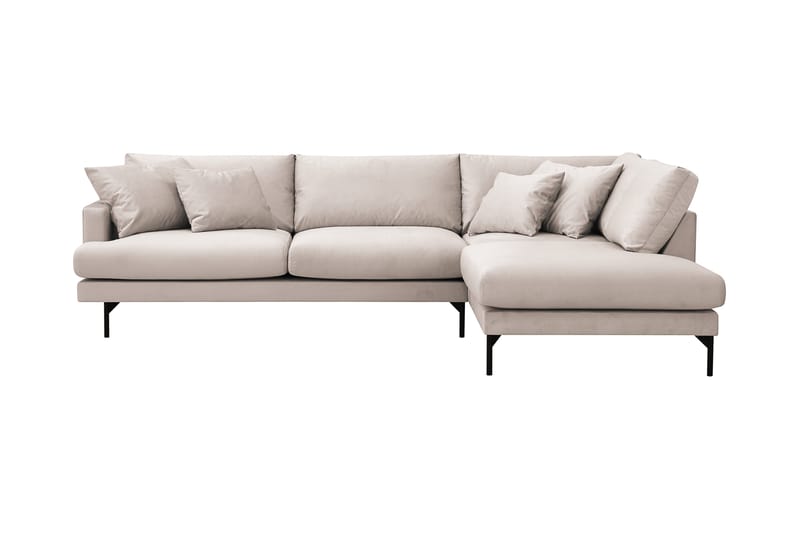 Menard 4-sits Högervänd L-formad Djup Schäslongsoffa i Sammet - Beige - Möbler - Soffa - Divansoffa & schäslongsoffa - 4 sits soffa med divan