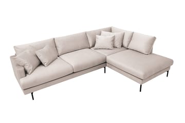 Menard 4-sits Högervänd L-formad Djup Schäslongsoffa i Sammet - Beige - Möbler - Soffa - Divansoffa & schäslongsoffa - 4 sits soffa med divan