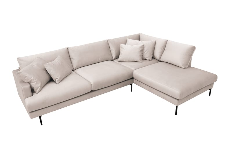 Menard 4-sits Högervänd L-formad Djup Schäslongsoffa i Sammet - Beige - Möbler - Soffa - Divansoffa & schäslongsoffa - 4 sits soffa med divan