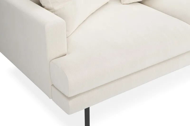 Menard 4-sits Högervänd L-formad Djup Schäslongsoffa i Sammet - Krämvit - Möbler - Soffa - Divansoffa & schäslongsoffa - 4 sits soffa med divan