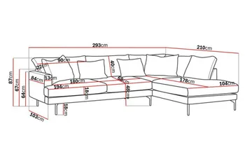 Menard 4-sits Högervänd L-formad Djup Schäslongsoffa i Sammet - Krämvit - Möbler - Soffa - Divansoffa & schäslongsoffa - 4 sits soffa med divan