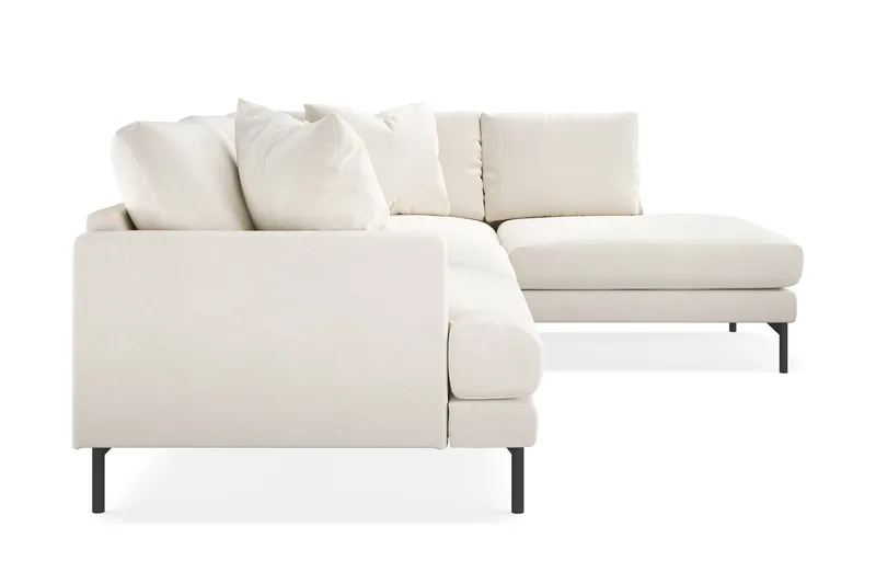 Menard 4-sits Högervänd L-formad Djup Schäslongsoffa i Sammet - Krämvit - Möbler - Soffa - Divansoffa & schäslongsoffa - 4 sits soffa med divan
