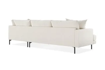 Menard 4-sits Högervänd L-formad Djup Schäslongsoffa i Sammet - Krämvit - Möbler - Soffa - Divansoffa & schäslongsoffa - 4 sits soffa med divan