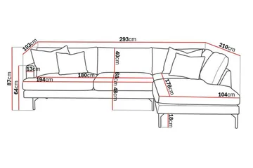 Menard 4-sits Högervänd L-formad Djup Schäslongsoffa i Sammet - Krämvit - Möbler - Soffa - Divansoffa & schäslongsoffa - 4 sits soffa med divan