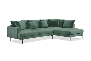 Menard 4-sits Högervänd L-formad Djup Schäslongsoffa i Sammet - Mörkgrön - Möbler - Soffa - Divansoffa & schäslongsoffa - 4 sits soffa med divan