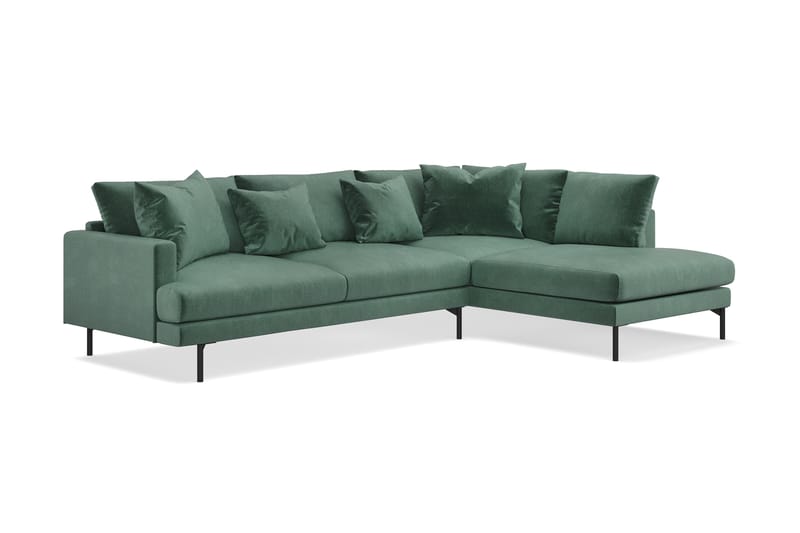 Menard 4-sits Högervänd L-formad Djup Schäslongsoffa i Sammet - Mörkgrön - Möbler - Soffa - Divansoffa & schäslongsoffa - 4 sits soffa med divan