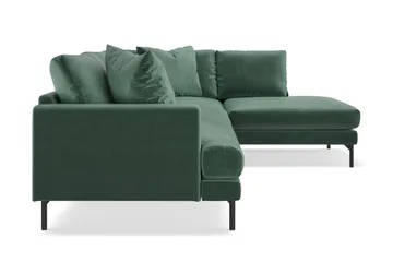 Menard 4-sits Högervänd L-formad Djup Schäslongsoffa i Sammet - Mörkgrön - Möbler - Soffa - Divansoffa & schäslongsoffa - 4 sits soffa med divan
