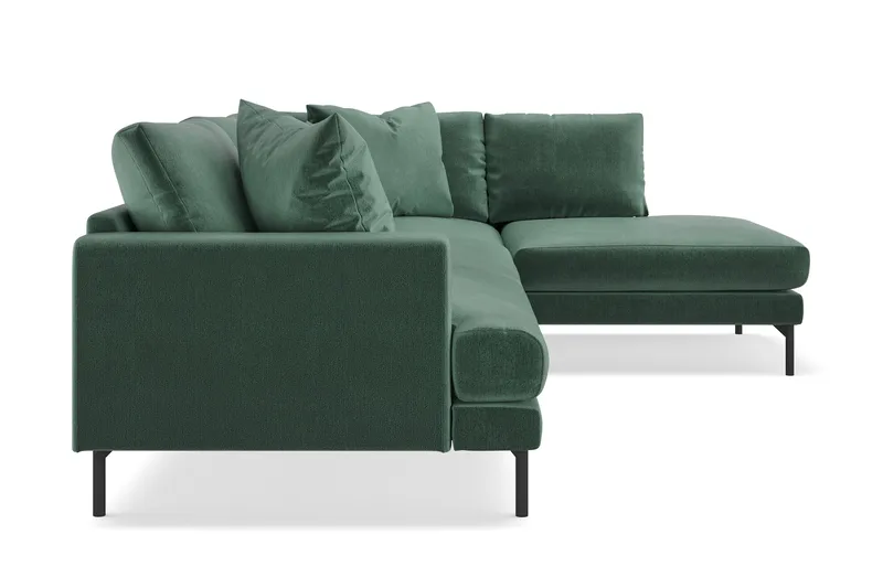 Menard 4-sits Högervänd L-formad Djup Schäslongsoffa i Sammet - Mörkgrön - Möbler - Soffa - Divansoffa & schäslongsoffa - 4 sits soffa med divan