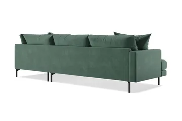 Menard 4-sits Högervänd L-formad Djup Schäslongsoffa i Sammet - Mörkgrön - Möbler - Soffa - Divansoffa & schäslongsoffa - 4 sits soffa med divan