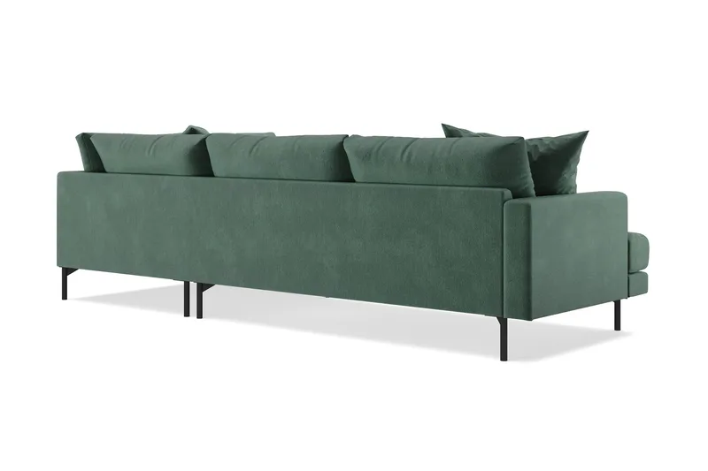 Menard 4-sits Högervänd L-formad Djup Schäslongsoffa i Sammet - Mörkgrön - Möbler - Soffa - Divansoffa & schäslongsoffa - 4 sits soffa med divan
