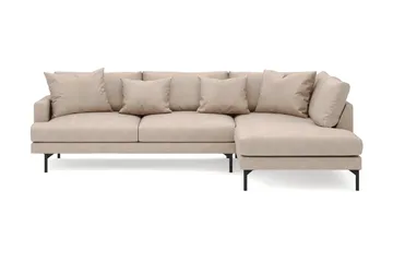 Menard 4-sits Högervänd L-formad Djup Schäslongsoffa i Tyg - Beige - Möbler - Soffa - Divansoffa & schäslongsoffa - 4 sits soffa med divan