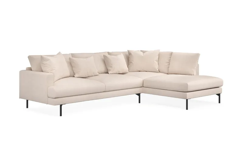 Menard 4-sits Högervänd L-formad Djup Schäslongsoffa i Tyg - Beige - Möbler - Soffa - Divansoffa & schäslongsoffa - 4 sits soffa med divan