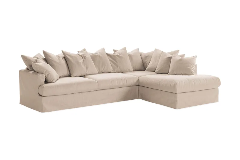 Menard 4-sits Högervänd L-formad Schäslongsoffa i Tyg - Beige - Möbler - Soffa - Divansoffa & schäslongsoffa - 4 sits soffa med divan