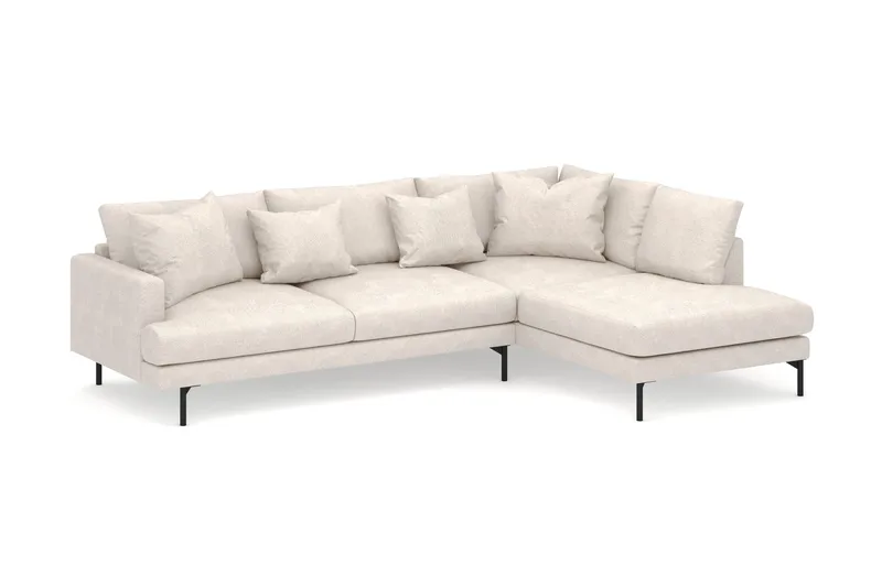 Menard 4-sits Högervänd L-formad Djup Schäslongsoffa i Tyg - Beige - Möbler - Soffa - Divansoffa & schäslongsoffa - 4 sits soffa med divan