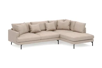 Menard 4-sits Högervänd L-formad Djup Schäslongsoffa i Tyg - Beige - Möbler - Soffa - Divansoffa & schäslongsoffa - 4 sits soffa med divan
