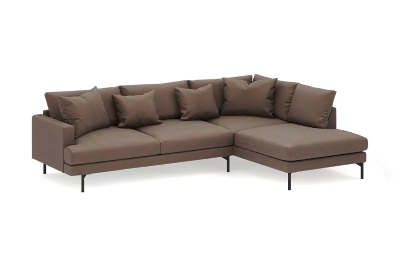Menard 4-sits Högervänd L-formad Djup Schäslongsoffa i Tyg - Brun - Möbler - Soffa - Divansoffa & schäslongsoffa - 4 sits soffa med divan