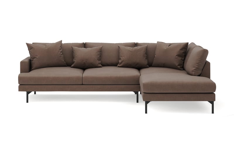 Menard 4-sits Högervänd L-formad Djup Schäslongsoffa i Tyg - Brun - Möbler - Soffa - Divansoffa & schäslongsoffa - 4 sits soffa med divan
