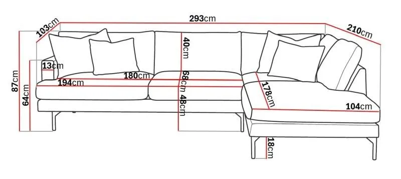 Menard 4-sits Högervänd L-formad Djup Schäslongsoffa i Tyg - Brun - Möbler - Soffa - Divansoffa & schäslongsoffa - 4 sits soffa med divan