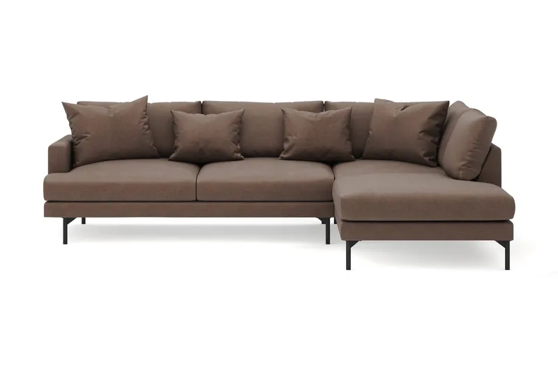 Menard 4-sits Högervänd L-formad Djup Schäslongsoffa i Tyg - Brun - Möbler - Soffa - Divansoffa & schäslongsoffa - 4 sits soffa med divan