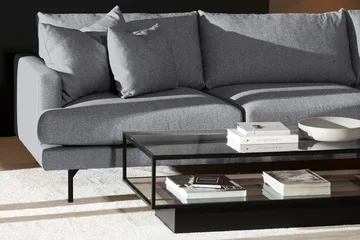 Menard 4-sits Högervänd L-formad Djup Schäslongsoffa i Tyg - Grå - Möbler - Soffa - Divansoffa & schäslongsoffa - 4 sits soffa med divan