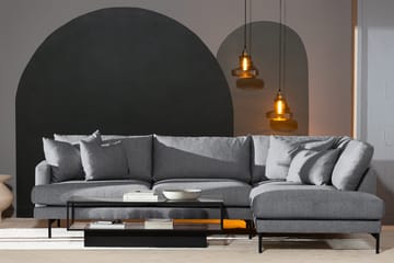 Menard 4-sits Högervänd L-formad Djup Schäslongsoffa i Tyg - Grå - Möbler - Soffa - Divansoffa & schäslongsoffa - 4 sits soffa med divan