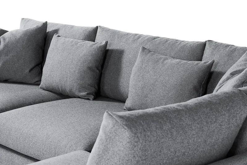 Menard 4-sits Högervänd L-formad Djup Schäslongsoffa i Tyg - Grå - Möbler - Soffa - Divansoffa & schäslongsoffa - 4 sits soffa med divan