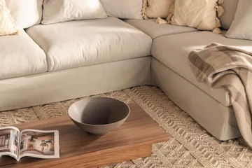 Menard 4-sits Högervänd L-formad Schäslongsoffa i Tyg - Ljusgrå - Möbler - Soffa - Divansoffa & schäslongsoffa - 4 sits soffa med divan