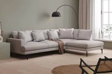 Menard 4-sits Högervänd L-formad Djup Schäslongsoffa i Tyg - Ljusgrå - Möbler - Soffa - Divansoffa & schäslongsoffa - 4 sits soffa med divan