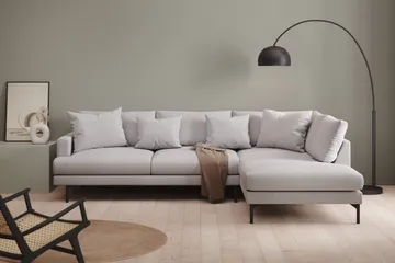 Menard 4-sits Högervänd L-formad Djup Schäslongsoffa i Tyg - Ljusgrå - Möbler - Soffa - Divansoffa & schäslongsoffa - 4 sits soffa med divan