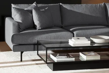 Menard 4-sits Högervänd L-formad Djup Schäslongsoffa i Tyg - Mörkgrå - Möbler - Soffa - Divansoffa & schäslongsoffa - 4 sits soffa med divan